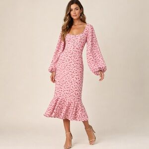 STAUD Mushroom Print Midi Dress